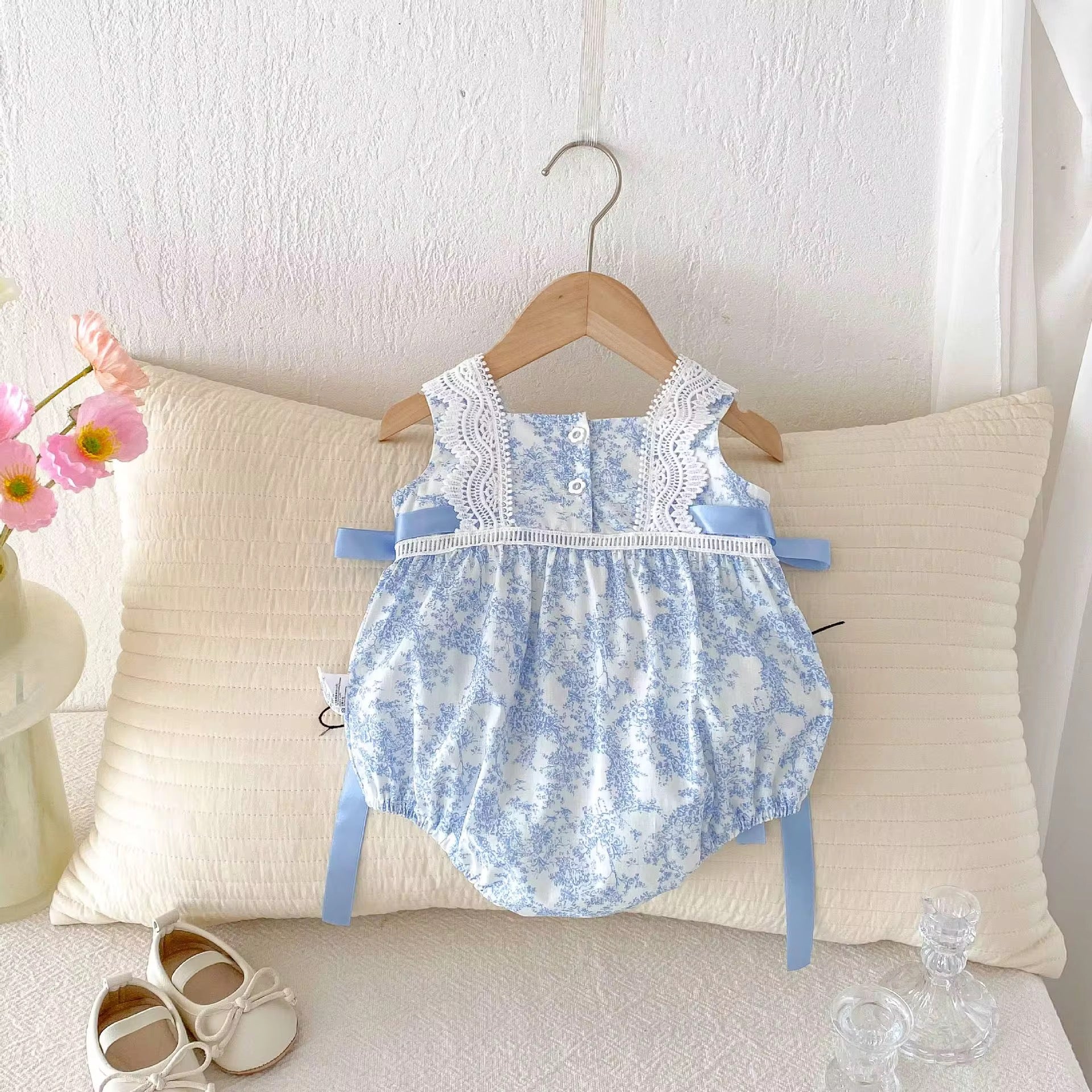 Vintage Bow Baby Romper