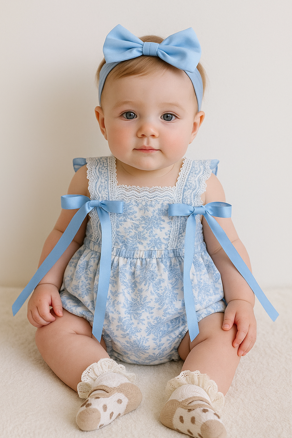Vintage Bow Baby Romper
